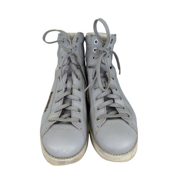 Acne Studios Feliks High Top Sneakers Gray Wedge Platform Leather Women's 38 8 - Picture 3 of 9
